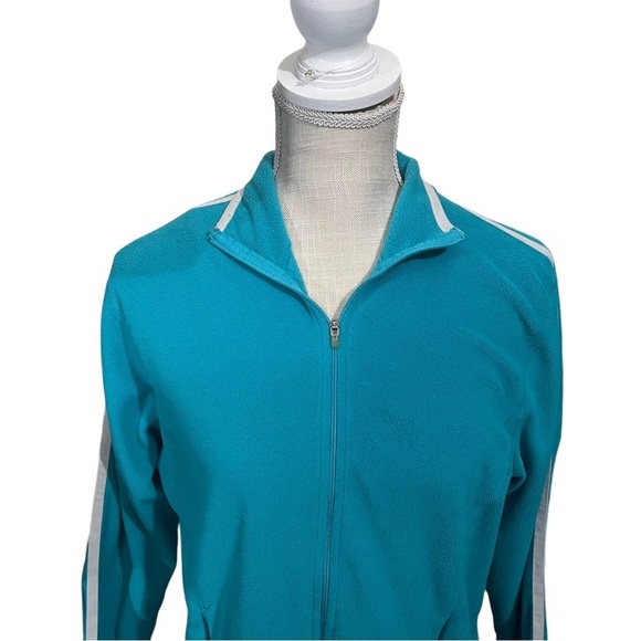 LL Bean Women Turquoise Full Zip Long Sleeve Lightweight Fleece Jacket Sz Medium - Picture 2 of 9